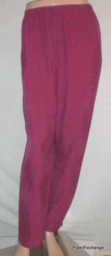 Chico's Design Dark Pink Silk Floral Print Elastic Waist Pants Size 0 4 6