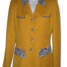 Alberto Makali Yellow Zebra Print Wool Jacket Size 4