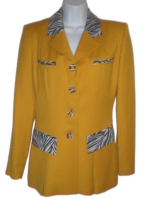 Alberto Makali Yellow Zebra Print Wool Jacket Size 4