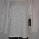 Victor Costa Cowl Neck White Iridescent Sweater NEW S
