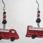 Firetruck Firefighter Dangle Sterling Silver Earrings
