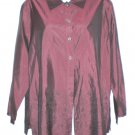 J Jill Embroidered Silk Burgundy Tunic Shirt M Petite