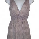 New York & Company Sheer Lavender & Tan Babydoll Top M