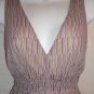New York & Company Sheer Lavender & Tan Babydoll Top M
