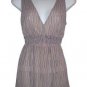 New York & Company Sheer Lavender & Tan Babydoll Top M