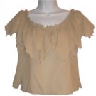 Linda Lundstrom Tan Hippie Boho Chic Summer Top Size 6