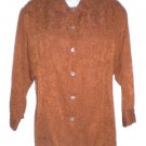 Chico's Brown Embroidered Silk Linen Crop Sleeve 2 48"