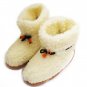 WOOL WHITE WOMEN'S GENUINE SHEEPSKIN SLIPPERS BOOTS 100% PURE WITH LACES 8.5 US / 6 UK / 39 EU