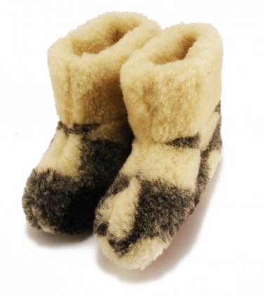 MEN'S SHEEPSKIN VERITABLE SLIPPERS FELT BOOTS WOOL 10.5 US / 9.5 UK / 44.5 EU
