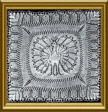 Vintage Peacock Doily Knitted Lace PDF knitting pattern from 1954