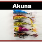 [BP 5 FLA 48 B]Lot of 5 2.4""  Bass Topwater Fishing Lure Popper Tackle