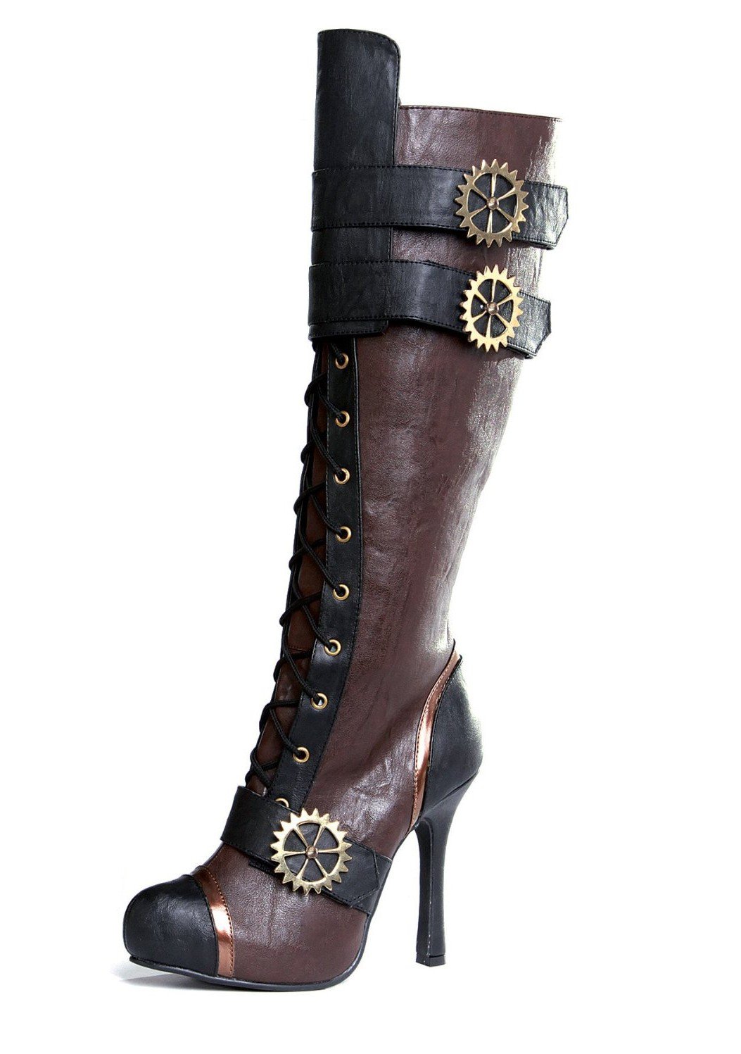 420-QUINLEY 4" Knee High Steampunk Boot With Laces
