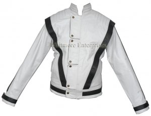 Michael Jackson THRILLER White Black Stylish Original Leather Jacket - All Sizes