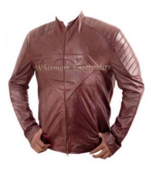 Superman Smallville Stylish Brown Original Leather Embossed Jacket