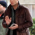 Men's Supernatural Season 7 Dean Winchester Genuine Brown Cow Leather Jacket / Coat