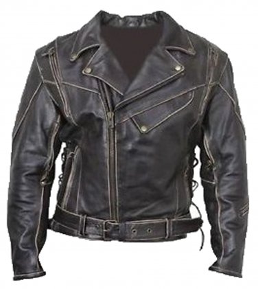 Vintage Classic Distressed Terminator Brando Biker Leather Jacket