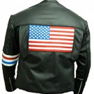US Flag Easy Rider Peter Fonda Black CowHide Leather Jacket