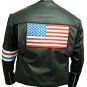 US Flag Easy Rider Peter Fonda Black CowHide Leather Jacket