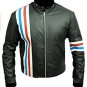 US Flag Easy Rider Peter Fonda Black CowHide Leather Jacket
