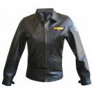 TOP GUN BLACK Ladies Jet Fighter Bomber Navy Air Force Pilot Real Leather Jacket