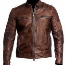 Bomber Rider Slim Fit Casual Stylish Brown Fur Leather Jacket