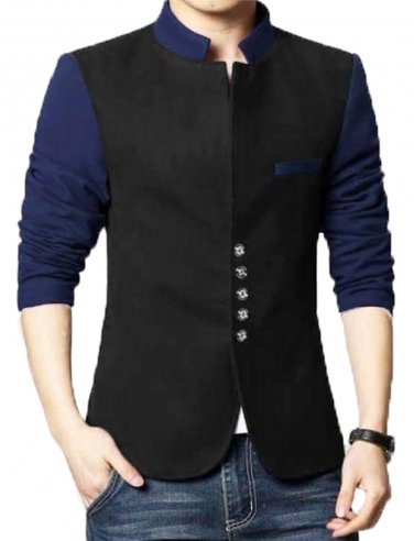 Men Slim Fit Casual Party Wear Fleece Black Waist Coat Vest