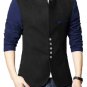 Men Slim Fit Casual Party Wear Fleece Black Waist Coat Vest