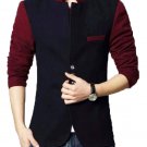 Men Slim Fit Casual Party Wear Fleece Navy Waist Coat Vest