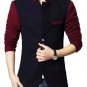 Men Slim Fit Casual Party Wear Fleece Navy Waist Coat Vest