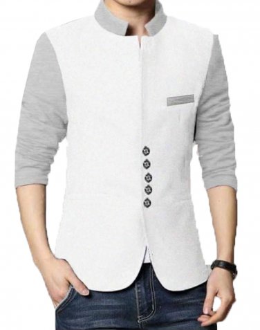 Men Slim Fit Casual Party Wear Fleece White Waist Coat Vest