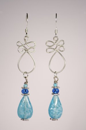 Blue tear drop earrings