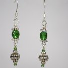 Green czech crystal earrings