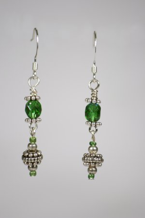 Green czech crystal earrings