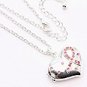 Breast Cancer Awareness Heart Pendant chain Necklace