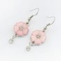 PINK FLOWER DANGLE EARRINGS WITH CRYSTALS