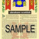 ABRAHAM - SCOTTISH - Coat of Arms - Family Crest - Armorial GIFT! 8.5x11