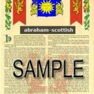 ABRAHAM - SCOTTISH - Coat of Arms - Family Crest - Armorial GIFT! 8.5x11