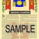 ABRAMS - SCOTTISH - Coat of Arms - Family Crest - Armorial GIFT! 8.5x11