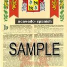 ACEVEDO - SPANISH - Coat of Arms - Family Crest - Armorial GIFT! 8.5x11