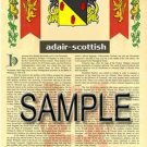 ADAIR - SCOTTISH - Coat of Arms - Family Crest - Armorial GIFT! 8.5x11