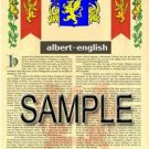 ALBERT - ENGLISH - Coat of Arms - Family Crest - Armorial GIFT! 8.5x11