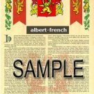 ALBERT - FRENCH - Coat of Arms - Family Crest - Armorial GIFT! 8.5x11