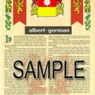 ALBERT - GERMAN - Coat of Arms - Family Crest - Armorial GIFT! 8.5x11