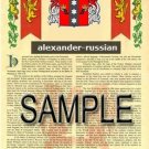 ALEXANDER - RUSSIAN - Coat of Arms - Family Crest - Armorial GIFT! 8.5x11 ALEXANDER - RUSSIAN - Coat of Arms - Family Crest - Armorial GIFT! 8.5x11