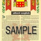 ALFORD - ENGLISH - Coat of Arms - Family Crest - Armorial GIFT! 8.5x11