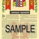 AMAYA - SPANISH - Coat of Arms - Family Crest - Armorial GIFT! 8.5x11