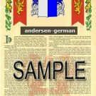 ANDERSEN - GERMAN - Coat of Arms - Family Crest - Armorial GIFT! 8.5x11