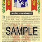 ANDERSON - DANISH - Coat of Arms - Family Crest - Armorial GIFT! 8.5x11