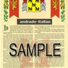 ANDRADE - ITALIAN - Coat of Arms - Family Crest - Armorial GIFT! 8.5x11
