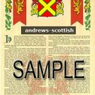 ANDREWS - SCOTTISH - Coat of Arms - Family Crest - Armorial GIFT! 8.5x11